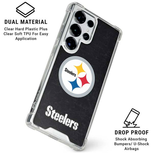 NFL Pittsburgh Steelers Distressed Galaxy S25 Ultra Clear Case